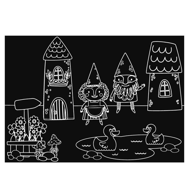 Chalkboard Placemat Coloring Set- Gnomes & Fairies
