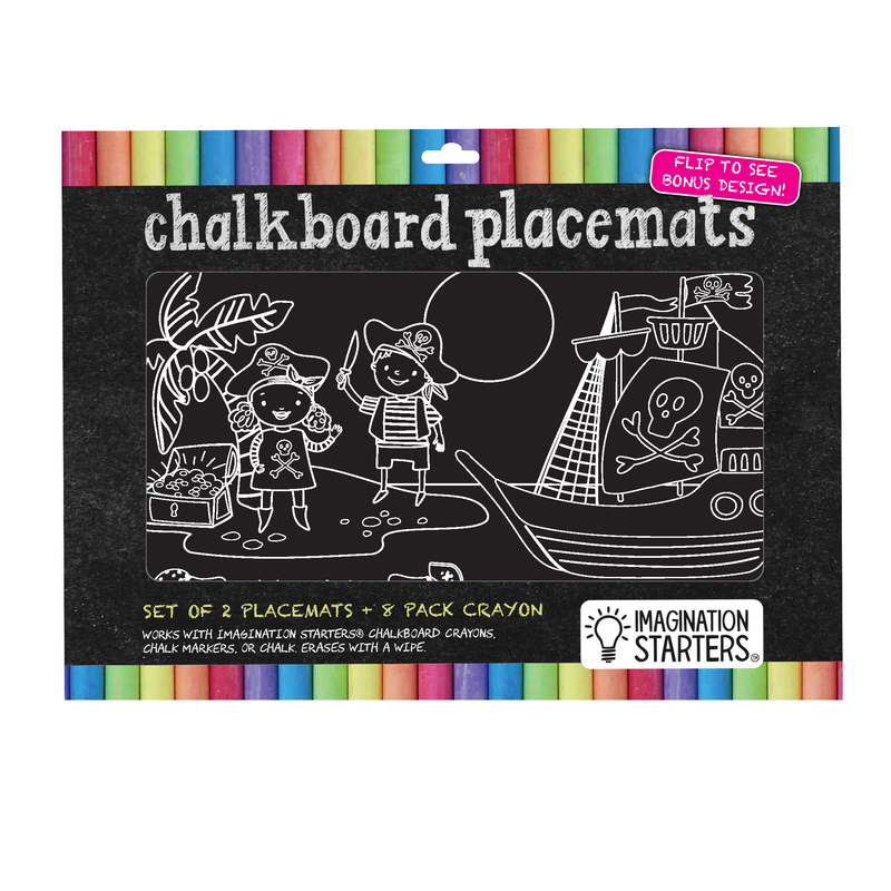 Chalkboard Placemat Coloring Set- Pirates