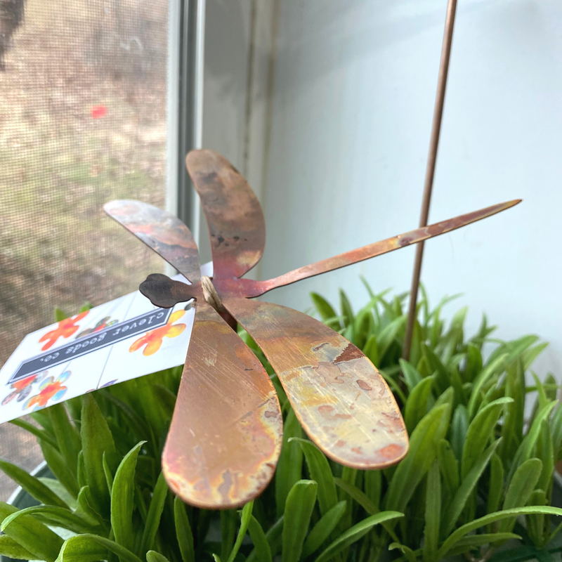 Copper Dragonfly Garden Stake Bare