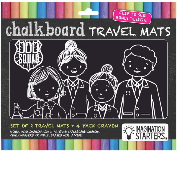 Odd Squad - Odd Squad Gadget Team Travel Set of 2, 9"x12"  Mats + 4 chalk crayons