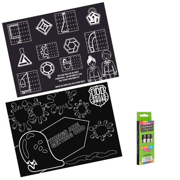 Odd Squad - Villains Travel Set of 2, 9"x12"  Mats + 4 chalk crayons