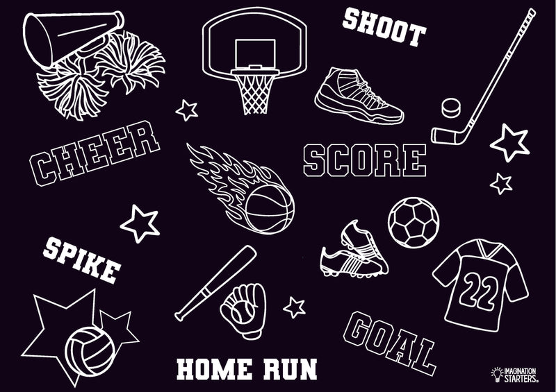 Chalkboard Placemat Coloring Set- Sports