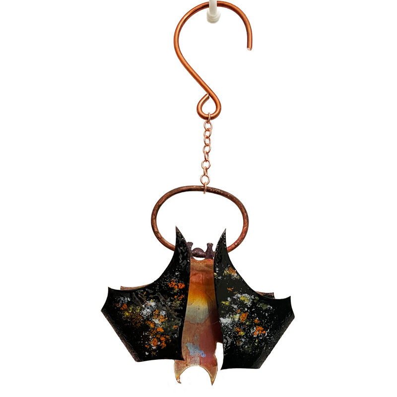 Copper Enamel Hanging Bat NOTE:  Orders for these will ship on or around September 18.  Placing an order for these before that date will create a pre-paid, pre-order