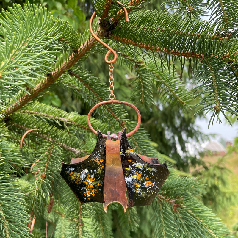 Copper Enamel Hanging Bat NOTE:  Orders for these will ship on or around September 18.  Placing an order for these before that date will create a pre-paid, pre-order