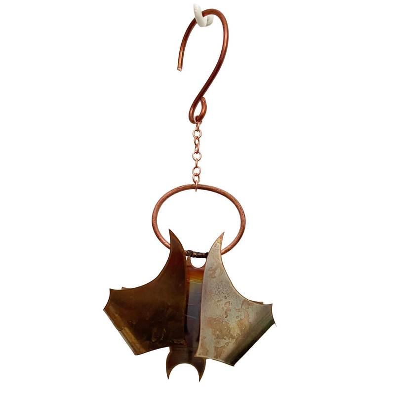 Natural Copper Hanging Bat (bare)  NOTE:  Orders for these will ship on or around September 18.  Placing an order for these before that date will create a pre-paid, pre-order