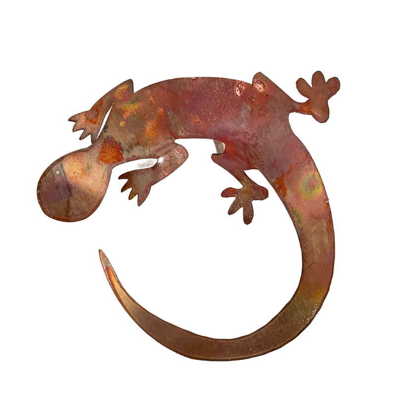 Natural Copper Gecko garden decoration (bare)