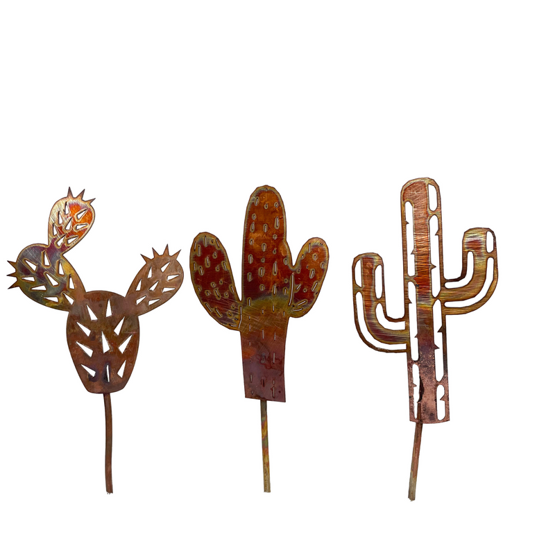 Natural Copper Cactus plant decoration assortment (bare)  NOTE:  Orders for these will ship on or around September 18.  Placing an order for these before that date will create a pre-paid, pre-order