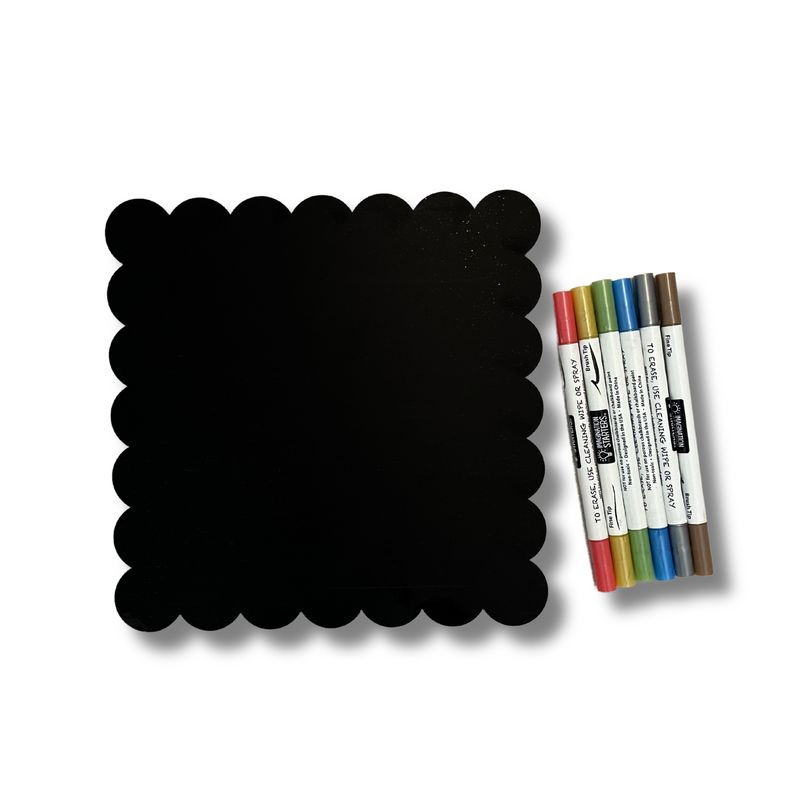 Scalloped Square Memo Board + markers - available to ship after 9/18/23