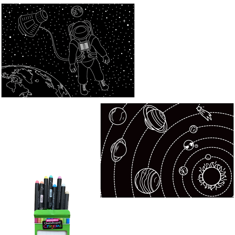 Chalkboard Placemat Coloring Set- Astronaut & Solar System