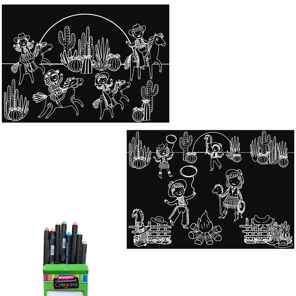 Chalkboard Placemat Coloring Set- Cowboys & Cowgirls