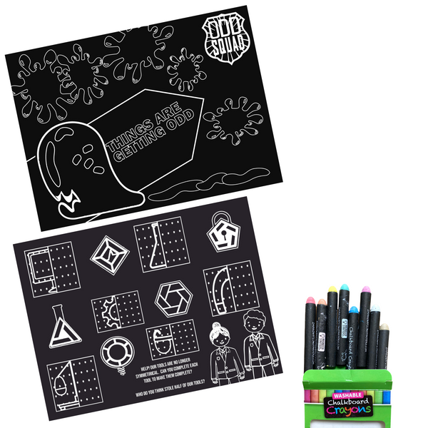 Odd Squad - Villains Coloring Set set of 2 12"x17" + 8 chalk crayons