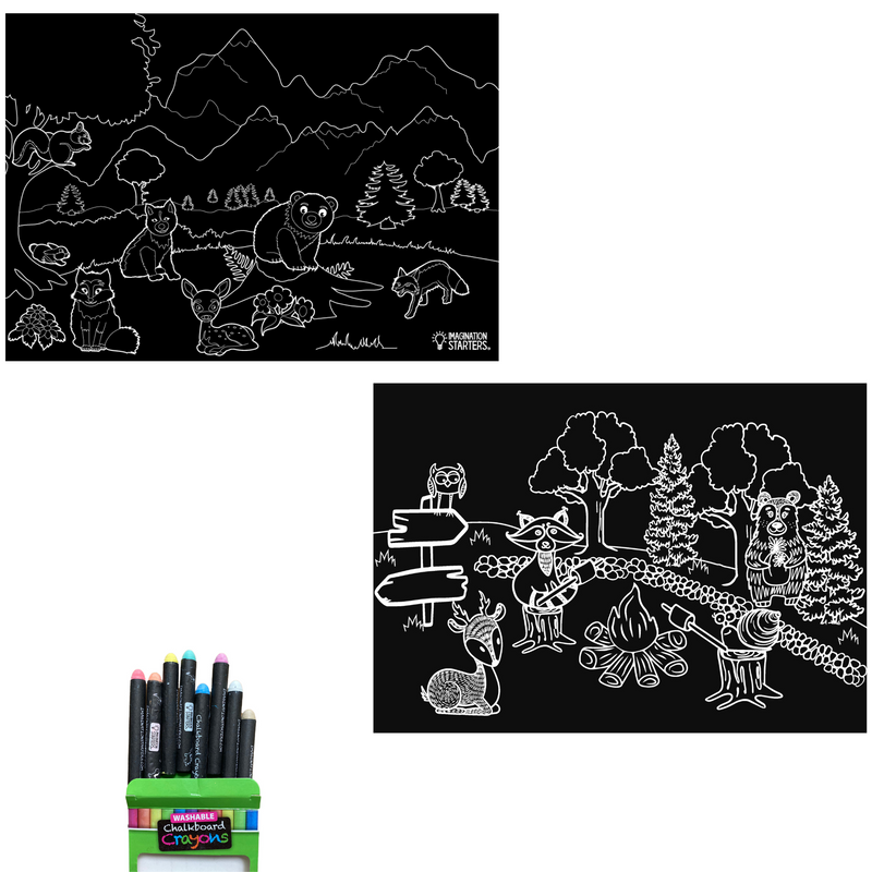 Chalkboard Placemat Coloring Set- Wildlife & Campground
