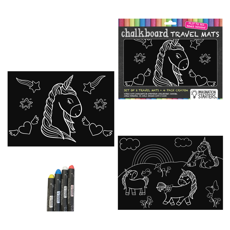 Chalkboard Travel Mat Set - Unicorns