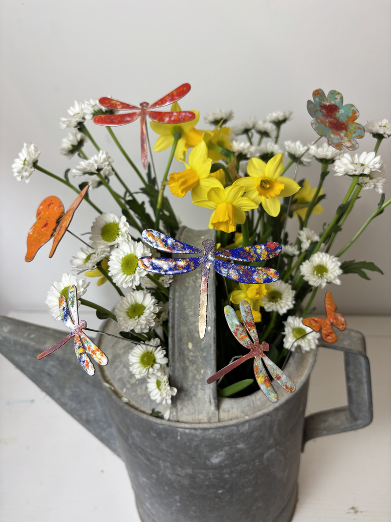 Small Copper butterfly Stem Plant Stake Pick – Colorful MI Made Garden Art