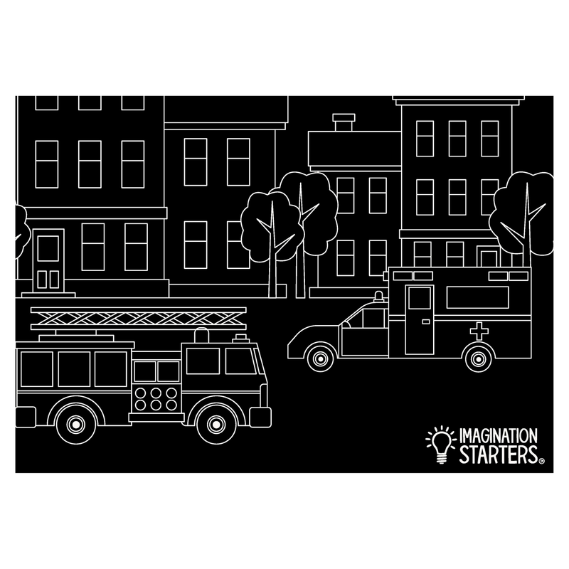Chalkboard Placemat Emergency Vehicle