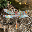 Copper Enamel Dragonfly Garden Stake