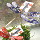 Copper Enamel Dragonfly Garden Stake - assort (1 each of 6 colors)