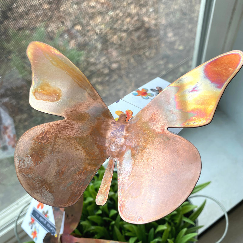 Natural Copper Butterfly Garden Stake