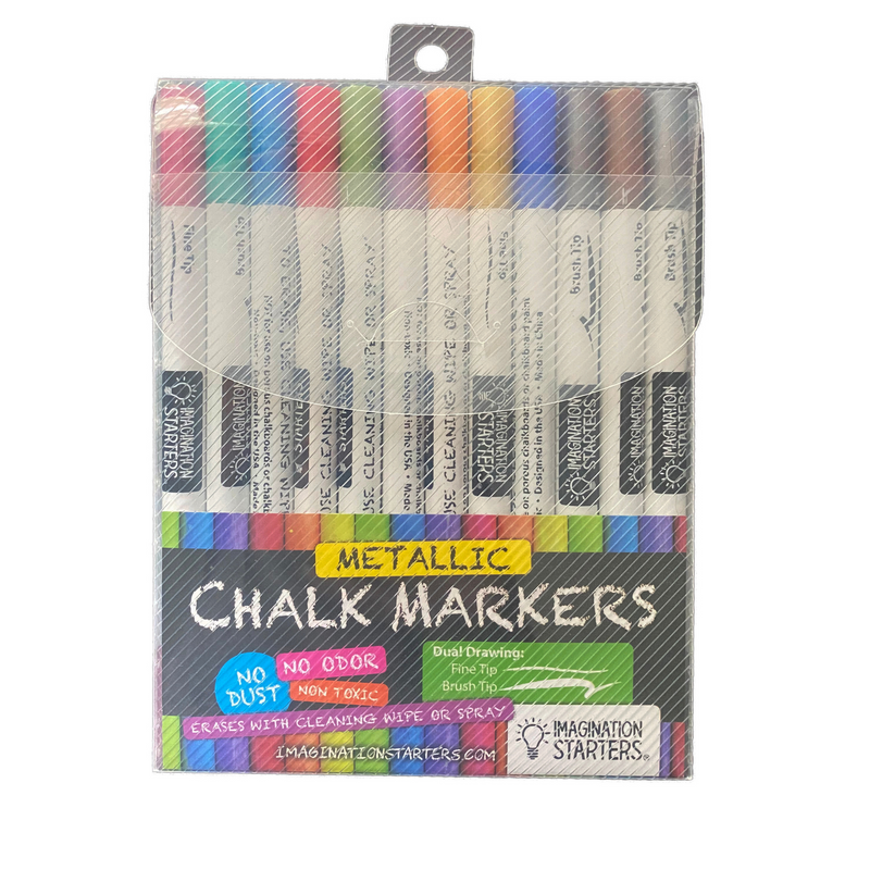 Dual Tip Metallic Chalk Markers Set of 12- pre-order shipping 6/1/23