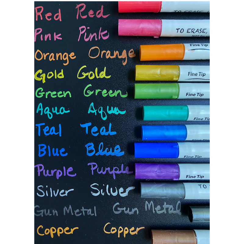 Dual Tip Metallic Chalk Markers Set of 12- pre-order shipping 6/1/23