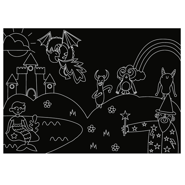 Chalkboard Placemat Mythical Creatures
