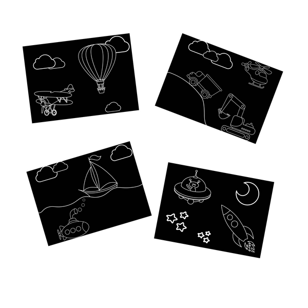 Chalkboard Transportation Travel Mat Set of 4